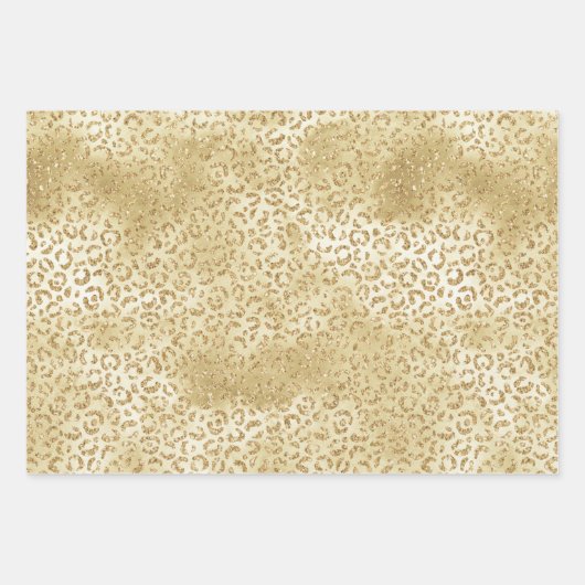 Goldgelbes weißes Ombre Zebra Leopard Geschenkpapier Set (Vorderseite 2)