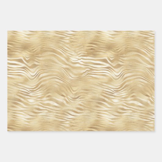 Goldgelbes weißes Ombre Zebra Leopard Geschenkpapier Set (Vorderseite)