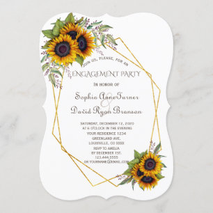 Goldgeometrische Diamant-Sonnenblumen-Engagement-P Einladung