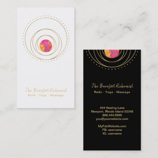 *~* Goldgeometrische heilige Mondgeometrie Boho Visitenkarte (Vorne/Hinten)