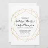 Goldgeometrische Hochzeits-Einladung Einladung (Vorne/Hinten)