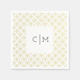 Goldgeometrische Monogram-Hochzeitcocktail Napkins Serviette