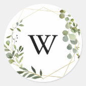 Goldgeometrische Monogramm-Hochzeitsstipps Runder Aufkleber (Vorderseite)