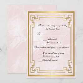 Goldgeometrische Rahmen rosa Marmormarmorverkleidu Einladung