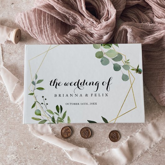 Goldgeometrische Tropenkalligrafie Gästebuch