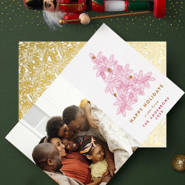 Goldgepresste Pine Tree Foto Zurück Folien Feiertagskarte