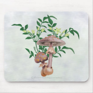 Goldgepunktete Pilze, Stern-Blumen Mousepad