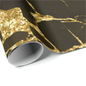 Goldgeschmolzener Abstrakter Metallic-schwarzer Ma Geschenkpapier (Rolleneckpunkt)