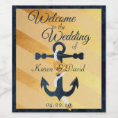 Goldgestreifte Folienanker Hochzeitsweinetikett Weinetikett (Einzelnes Label)