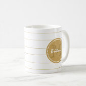 Goldgestreifte Monogramm-Initialen-und NamensTasse Kaffeetasse (VorderseiteRechts)