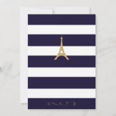 Goldgestreifter Eiffelturm - Einladung zur Hochzei (Rückseite)