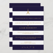 Goldgestreifter Eiffelturm - Einladung zur Hochzei (Vorne/Hinten)