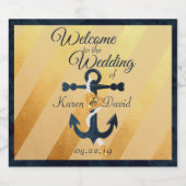 Goldgestreifter Folienanker Hochzeitslabel Bierflaschenetikett (Einzelnes Label)