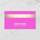 Goldgestreifter moderner Hot Pink Schönheitssalon Visitenkarte (Vorderseite)