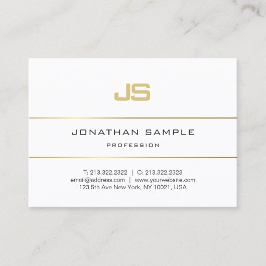 Goldgestreiftes, elegantes Monogramm Design Trendy Visitenkarte (Vorderseite)