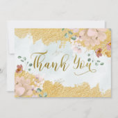 Goldgetauchte Blumenhochzeit Dankeskarte (Vorderseite)