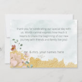 Goldgetauchte Blumenhochzeit Dankeskarte (Rückseite)