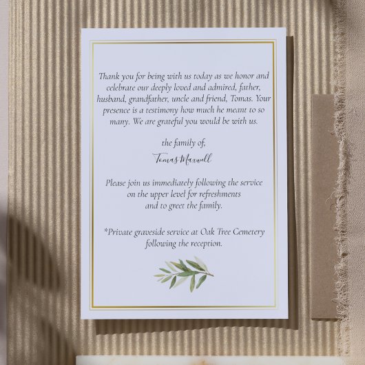 Goldgetrimmte Feier des Lebens geklappt Programm