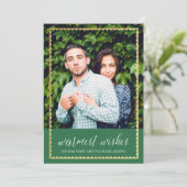 Goldgetrimmte warme Wünsche Grün (Stehend Vorderseite)