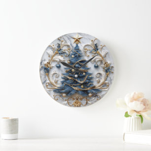 Goldgetrimmter Weihnachtsbaum Schönheit Große Wanduhr