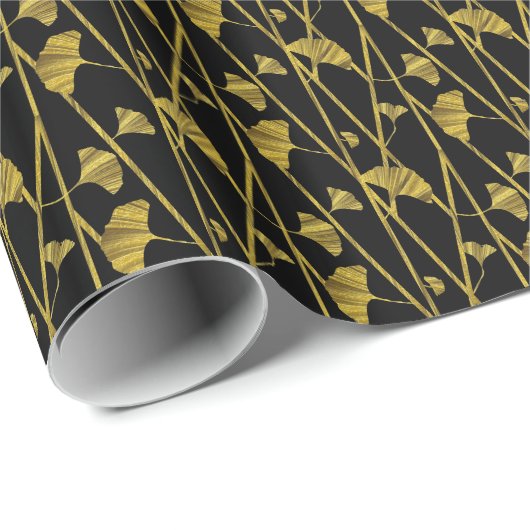 Goldginkgo Geschenkpapier (Rolleneckpunkt)