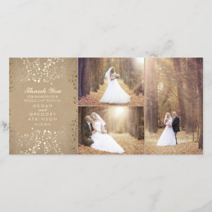 GoldGipskraut-danken elegantes Hochzeits-Foto Dankeskarte