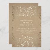 GoldGipskraut-Kraftpapier-Baby-Dusche Einladung (Vorne/Hinten)