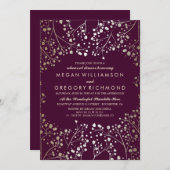 GoldGipskraut-Pflaumen-und GoldProben-Abendessen Einladung (Vorne/Hinten)