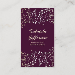 GoldGipskraut-Pflaumen-Vintages elegantes Visitenkarte