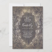 GoldGipskraut-rustikale Land-Baby-Dusche Einladung (Vorderseite)