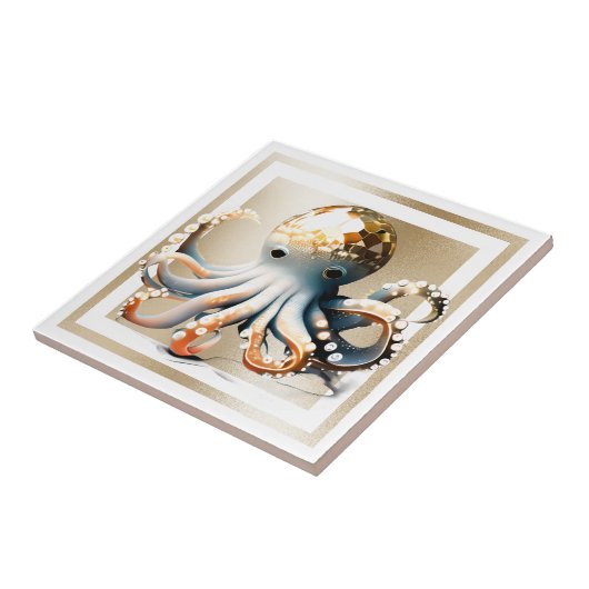 Goldglam-Oktopus dekorativer Strand Thema Fliese (Seite)