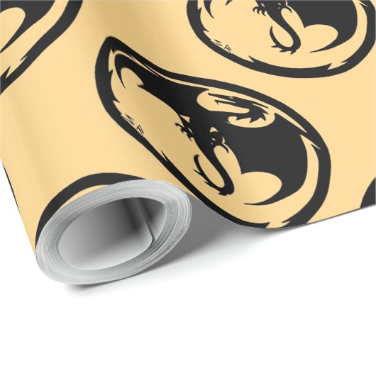 Goldglänzendes Papier aus schwarzem Dragon Geschenkpapier (Rolleneckpunkt)