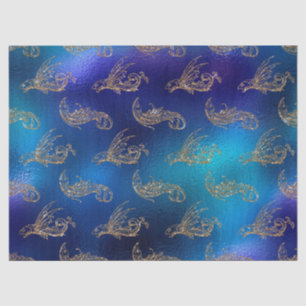 Goldglanzfisch auf blauem Grund Seidenpapier