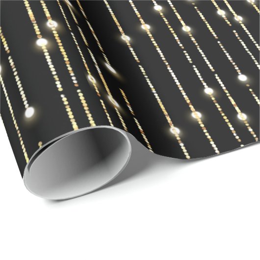 Goldglanzlichter auf schwarz geschenkpapier (Rolleneckpunkt)