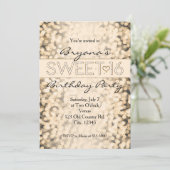Goldglanzlichter SWEET 16 Party Einladungen (Stehend Vorderseite)