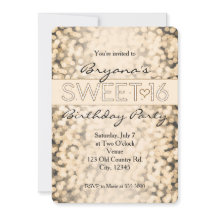 Goldglanzlichter SWEET 16 Party Einladungen