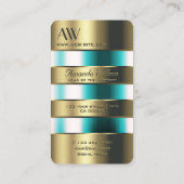 Goldglas kann Aquamarine Flüssigkeiten mit Initial Visitenkarte (Rückseite)