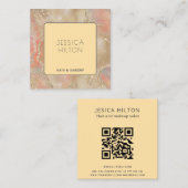 Goldglatter abstrakter pastellfarbener Wasserfarbe Quadratische Visitenkarte (Vorne/Hinten)