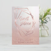 Goldglatter der geometrischen Rose Einladung (Stehend Vorderseite)