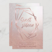 Goldglatter der geometrischen Rose Einladung (Vorne/Hinten)