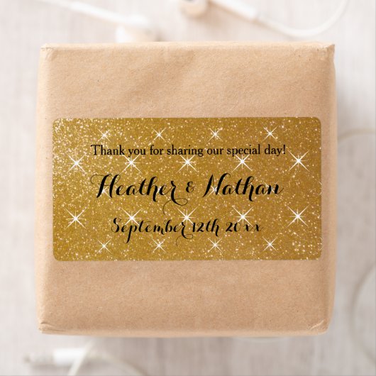 Goldglatter Hochzeitswein oder Wasserflaschen Etik (Insitu)