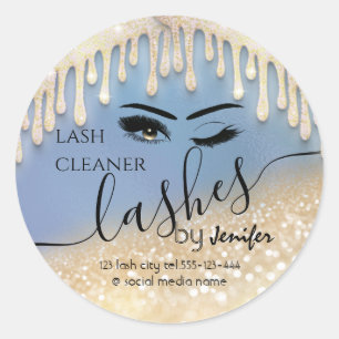 Goldglatter-Wink-Lash-Verlängerung Laser-Reiniger Runder Aufkleber