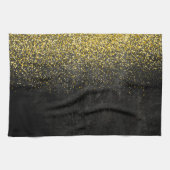 GoldGlitter auf schwarzem Marmor Geschirrtuch (Horizontal)