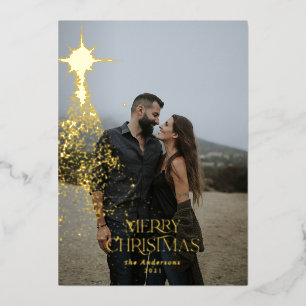 Goldglitter funkelt blau moderne Weihnachtsfeier Folien Feiertagskarte