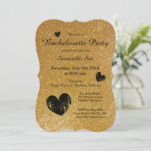 GoldGlitter-Junggeselinnen-Abschiedseinladungen Einladung (Stehend Vorderseite)