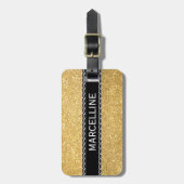 GoldGlitter mit Schwarzweiss-Formen Gepäckanhänger (Vorderseite vertikal)