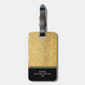 GoldGlitter mit Schwarzweiss-Formen Gepäckanhänger (Rückseite vertikal)