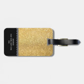 GoldGlitter mit Schwarzweiss-Formen Gepäckanhänger (Rückseite horizontal)