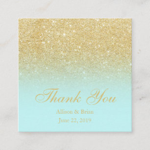 GoldGlitter ombre blaue Minze danken Ihnen Quadratische Visitenkarte