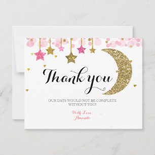 Goldglitter rosa Mond Danke Karte